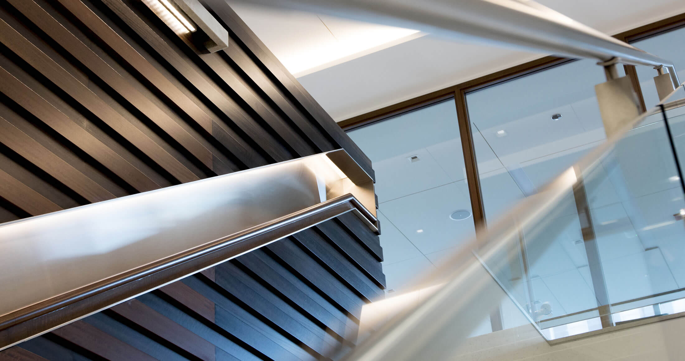 Looking up an internal staircase at Harris Associates