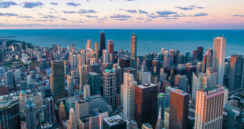 Image of Chicago looking out over Lake Michigan.
